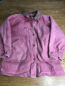 Vintage Woolrich Women’s L Large Chore Coat Barn BLANKET LINED Leather Collar - Picture 1 of 11