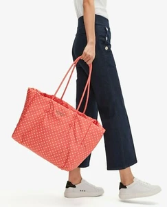 Kate Spade Everything Puffy Large Orange Nylon Tote Polka Dot PXR00369 NWT $198 - Picture 1 of 12