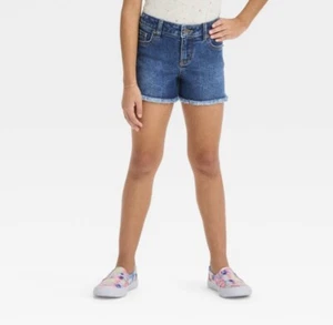 Cat & Jack Mid-Rise Cut-off Jean Shorts size L large 10/12 Adjustable Waist NEW - Picture 1 of 5