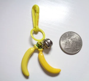 Vintage 1980s Plastic Bell Charm Two Yellow Bananas - Picture 1 of 3