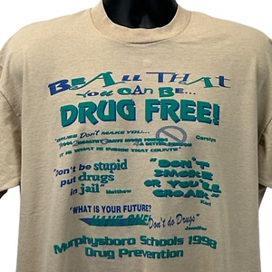 Vintage 90s Say No To Drugs T Shirt Mens XL X-Large Beige Murphysboro Illinois - Picture 1 of 12