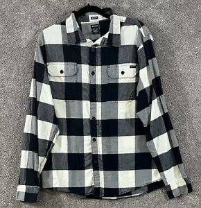 Dickies Shirt Mens Large Black Gray Modern Fit Buffalo Plaid Flannel Long Sleeve - Picture 1 of 10