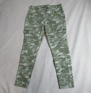 JUSTICE Jeggings Girls 18 Plus Green Camo Skinny Pull On Faux Zip Pockets Casual