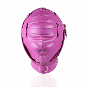 Lockable Soft Pu Leather Gimp Hood Sensory Deprivation Mask adult unisex Cosplay