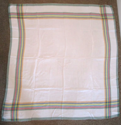 Lovely Quality Vintage Farmhouse Style Rainbow Stripe Linen Tablecloth 110cm - Image 1 of 4