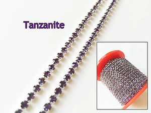 1 m Nähen Diamant Strass Kristall Farbe Kette Band Silber Basis - Bild 1 von 16