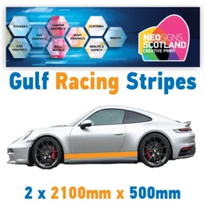 2 strisce laminate Gulf Racing 2100mm x 500mm per Porsche le mans adesivo GU2B - Foto 1 di 1