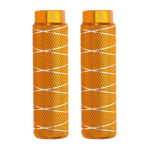 2 Pack Aluminum Alloy Bike Pegs Anti-Skid Fit 3/8 Inch with Thin Line Orange - Picture 1 of 7