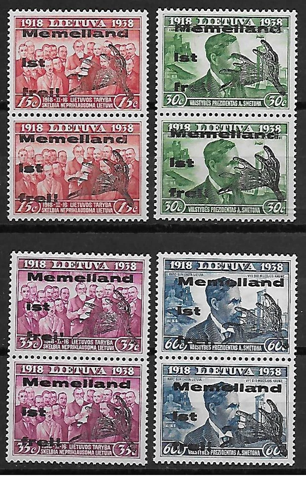 Memel stamps 1939 MI I-IV Type I/II Vertical Pairs MNH VF CAT VALUE$500 - Image 1 of 1