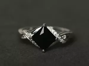 4 Ct Black Diamond Ring Around With White Accents Quality AAA Certified - Picture 1 of 5
