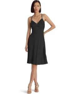 NEW LAUREN RALPH LAUREN BLACK PARTY FIT & FLARE EMPIRE WAIST DRESS SIZE 14 $195 - Picture 1 of 4