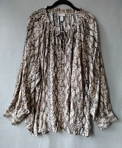 Ava & Viv Bluse Tunika Damen Gr. 3X Oberteil Schlangenmuster Schlüssellochausschnitt Neu mit Etikett NEU - Bild 1 von 9