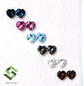 Lote de 12 gemas cortadas en forma de corazón de topacio místico rosa natural, azul, blanco, topacio místico - Imagen 1 de 5