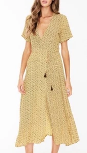Faithfull The Brand Leila Blumen V-Ausschnitt Wickel Midi Kleid Raquel Print GR. 8 - Bild 1 von 8