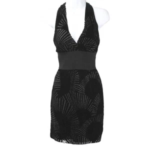 MAX STUDIO MSSP Black Velvet Burnout Empire Waist Dress Women's Size XS - Picture 1 of 5
