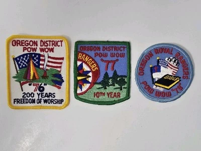 LOT OF 3 Vintage Royal Rangers Oregon District Pow Wow Patches: 1976, 1977, 1978 - Image 1 of 2