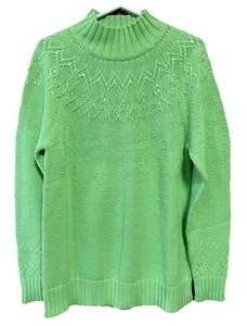 NEW WITH TAGS Quacker Factory Sweater Women's Size M Green Sequins 100% Cotton - Picture 1 of 6