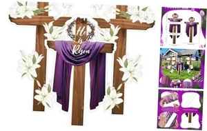 3 Pcs Large Easter Decorations He Is Risen Sign Religious Easter Yard Sign - Picture 1 of 7