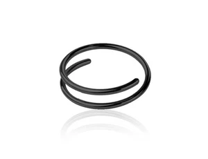 Black Annealed 316 L Stainless Steel Double Hoop Nose Ring 8MM 20 GAUGE - Picture 1 of 4