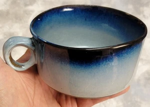 Peter Pots Pottery Two-Tone Blue Soup Bowl Mug Chowder Cup w/ Ring Handle - Picture 1 of 16