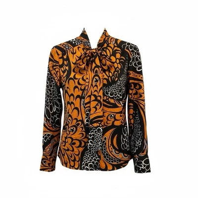 Top estampado de cachemira psicodélico de tela de corteza vintage de los años 70 Foto 1 de 4