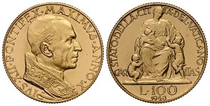 VATICAN CITY. Pius XII 1948 Anno X AV 100 Lire. NGC MS65 Rome KM 39; Fr.-288 - Picture 1 of 1