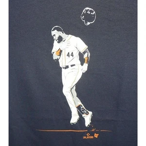 BreakingT Men's Hank Aaron #44 Short Sleeve Crew Neck Cotton T-Shirt Navy Medium - Picture 1 of 4