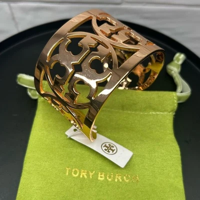 Bracelete Tory Burch ouro rosa Miller logotipo T novo com etiquetas bolsa de pó incluída - Imagem 1 de 4
