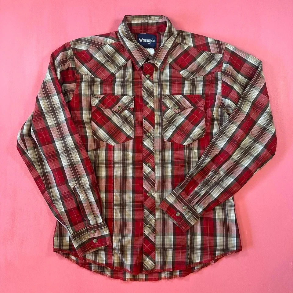 Camisa wrangler wrangler vintage años 90 perla a presión camisa wrangler a cuadros manga larga Foto 1 de 4