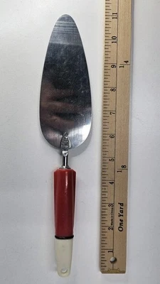 Vintage Ekcoline Pie/Cake Server Red & White Handle Stainless 11" USA - Image 1 of 4