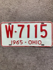 1965 Ohio License Plate - W 7115 - Very Nice! - Picture 1 of 2