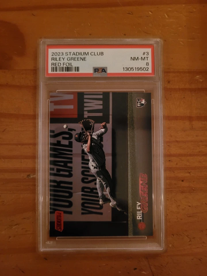 2023 Stadium Club Red Foil #3 Riley Greene Rookie Card PSA 8 NM-MT RC - Image 1 of 1