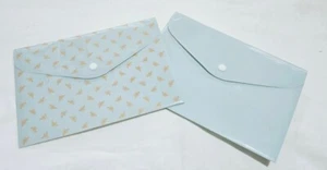 PAPERCHASE Cute Bee Gold Blue 2X A5 Document Wallets Plastic Button Close - Picture 1 of 8