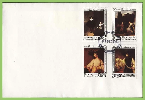 Grenada Grenadines 1993 Rembrandt Painting set on First Day Cover Cover