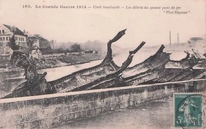 Carte postale ancienne card GUERRE 14-18 WWI CREIL OISE pont de fer timbrée 1914 - Bild 1 von 1