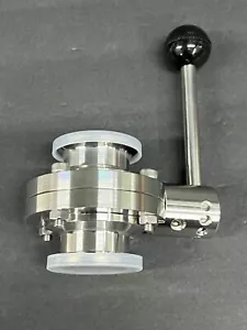Valvola a farfalla sanitaria tri morsetto acciaio inox 304 con maniglia estraibile 1 1/2" - Foto 1 di 3