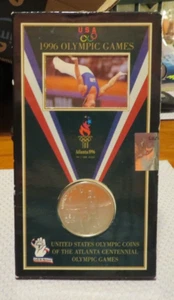 '96 Olympics Silver dollar Gymnastics 1995 BU Atlanta Games SEALED souvenir - Picture 1 of 4