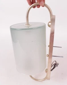 Pottery Barn Addington wall sconce, silver leaf *shade w/crack, still functions - Picture 1 of 10