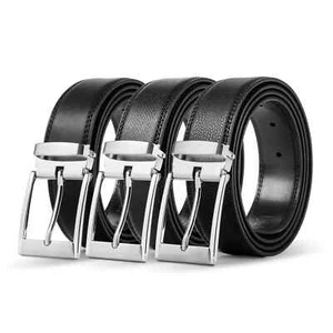 Juego de caja de regalo de cinturón de cuero genuino negro premium para hombre por DQT - Imagen 1 de 11