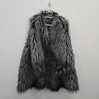 Alice + Olivia Chris Faux Fur Shawl Collar Vest Diva Gala Boho Party Grey Medium - Image 1 of 4
