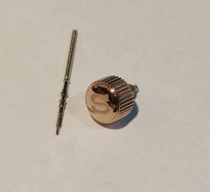 Rose Gold Engraved "S" Crown for Seiko SKX007 SKX009 and NH35 NH36 MOD with STEM - Picture 1 of 1