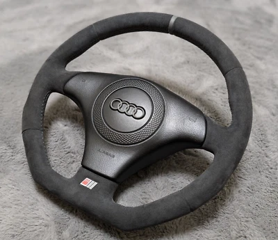 NEU ALCANTARA Audi A4 S4 B5 80 A6 S6 A8 S8 D2 S-Line Lenkrad FLACH UNTEN - Bild 1 von 4