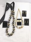 Vintage Necklaces Beaded Ribbon Belt Chunky Faux Pearl Necklace Gold Tone Black