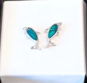 Paua - Muschel Ohrstecker als Paar, Delfin - Bild 1 von 2