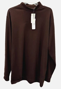 Turnbury Mens Long Sleeve Mock Neck Shirt Peruvian Cotton Size XL NWT Red Brown - Picture 1 of 15