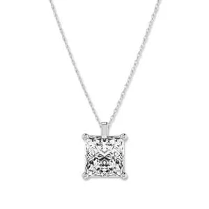 0.60 Ct Princess Cut Lab Grown Diamond Solitaire Pendant in 10K White Gold - Picture 1 of 5
