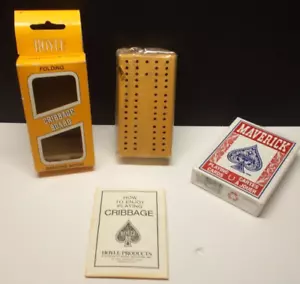 Vintage Hoyle Folding Cribbage Board 1980 No. 5015 & Maverick Playing Cards - Picture 1 of 11