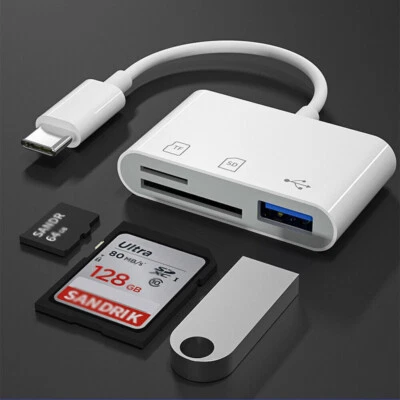 USB C To SD Card Reader Adapter Type-C For Apple Macbook Pro Air iPhone 16 15 - Image 1 of 4