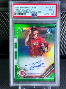 2019 Bowman Draft Chrome Tyler Callihan Auto Green Refractor Bookend /99 PSA 9 - Picture 1 of 2