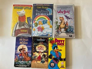 Family Friendly VHS Lot Of 5! Daffy Duck Stuart Little Care Bears Dinosaur Story - Picture 1 of 3